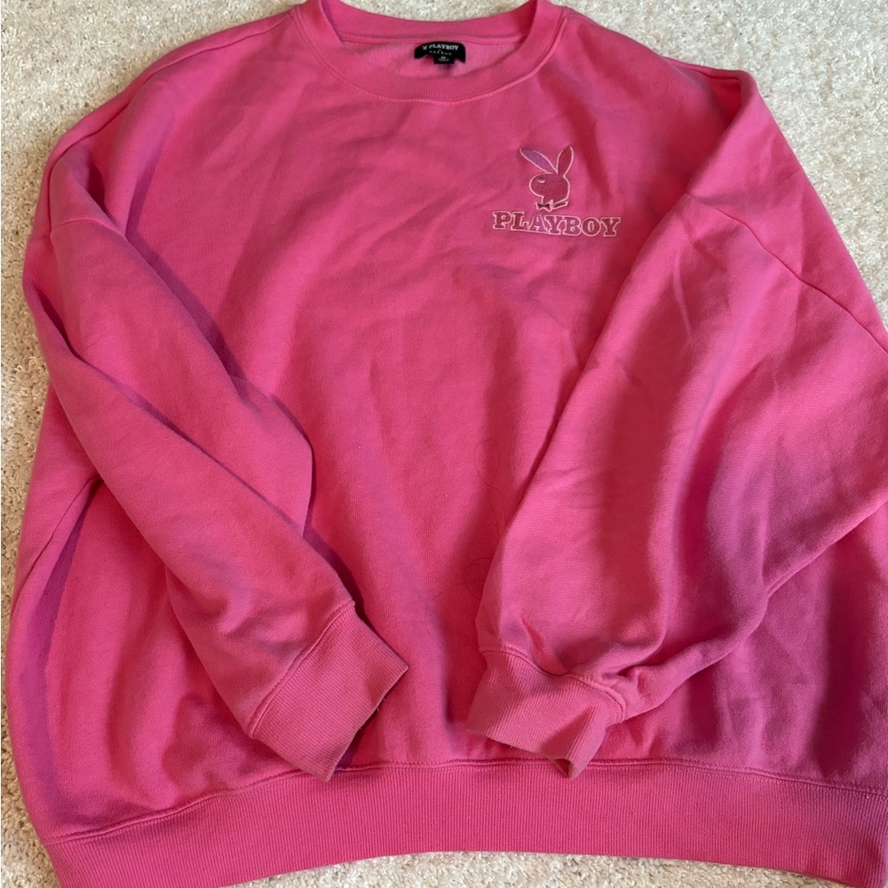 Playboy by PACSUN Pink Crewneck Sweatshirt - Medium